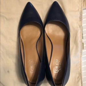 Navy wedge heel size 11 leather shoe